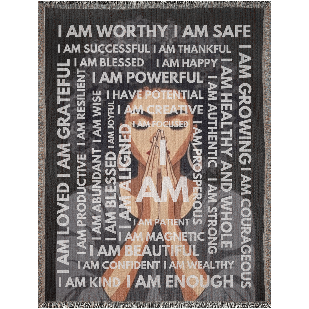 I AM Prayer Affirmations Woven Blanket