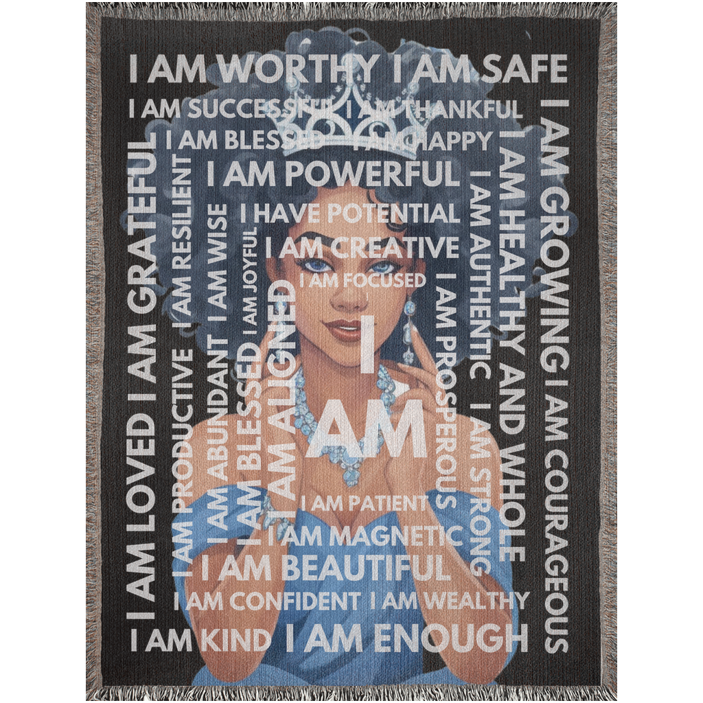I AM Queen Affirmations Woven Blanket