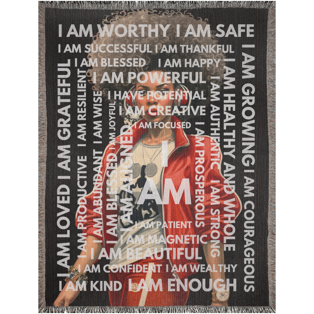 I AM Her Affirmations Woven Blanket