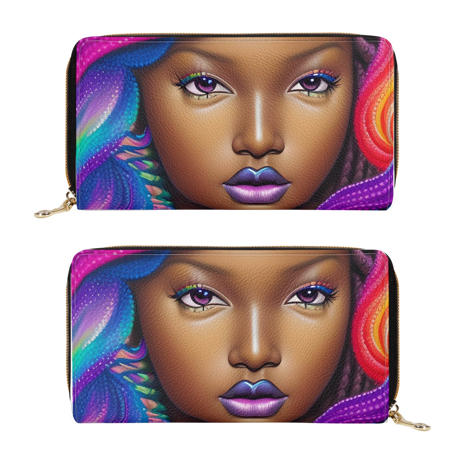 Dark Brown Skin Goddess Barbie Leather Wallet