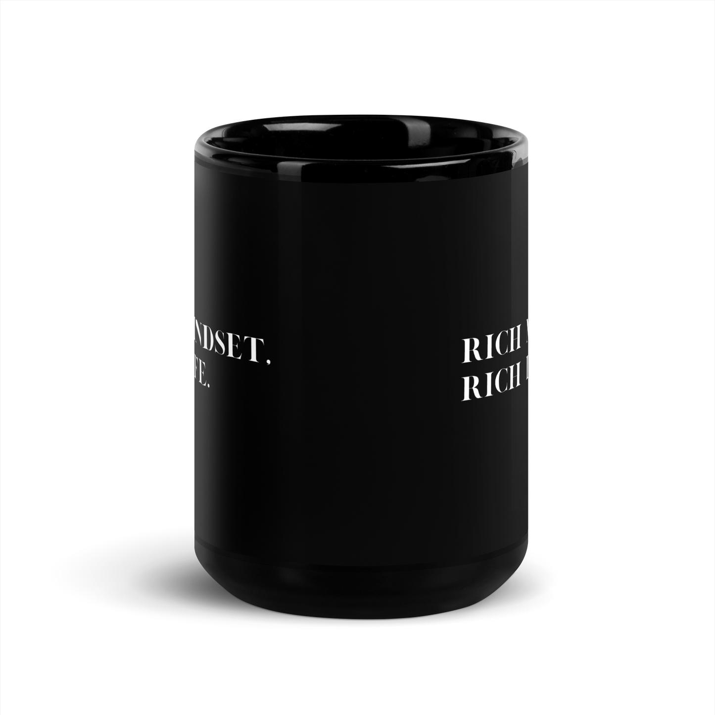 Rich Mindset, Rich Life Black Glossy Mug