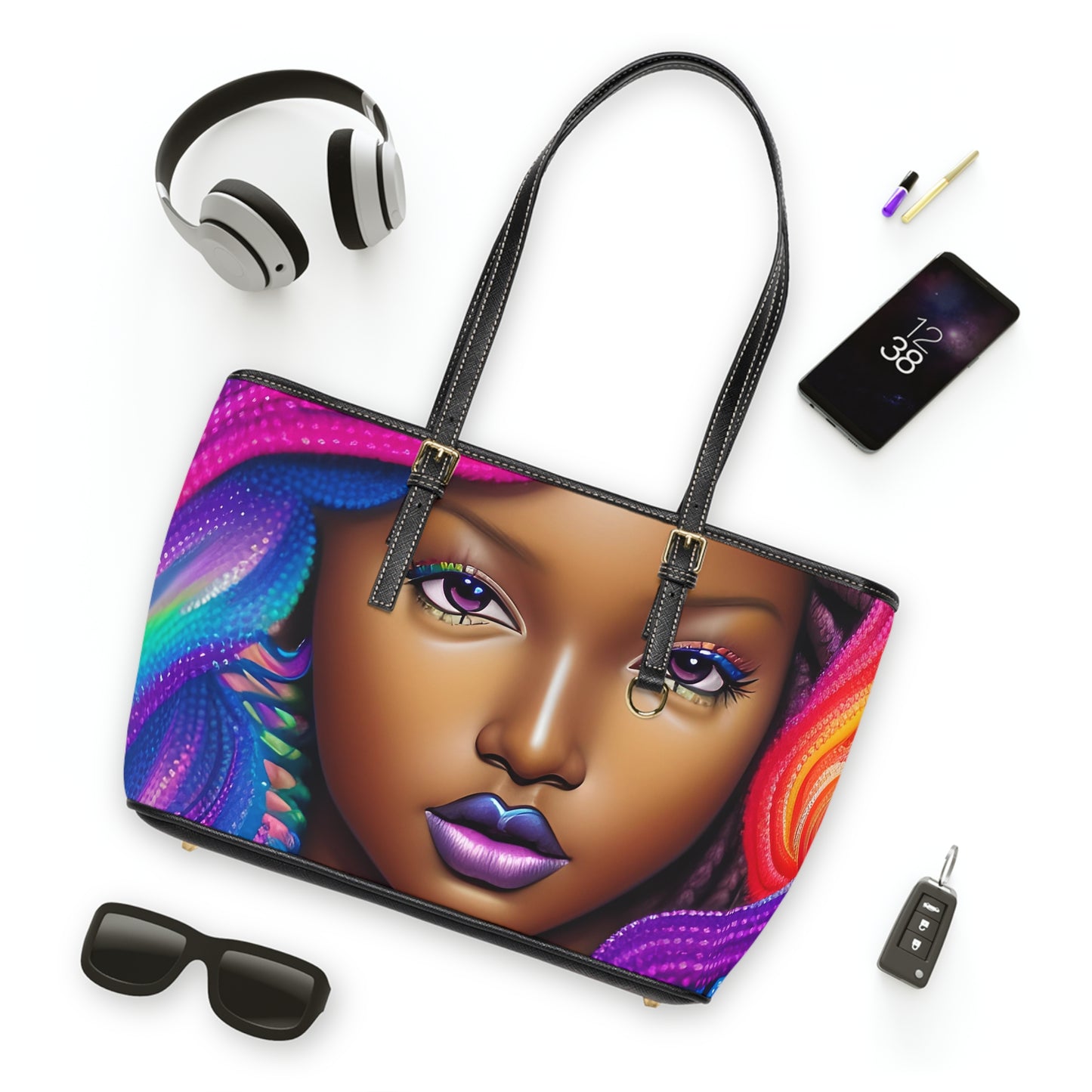 Dark Brown Skin Goddess Barbie Leather Handbag