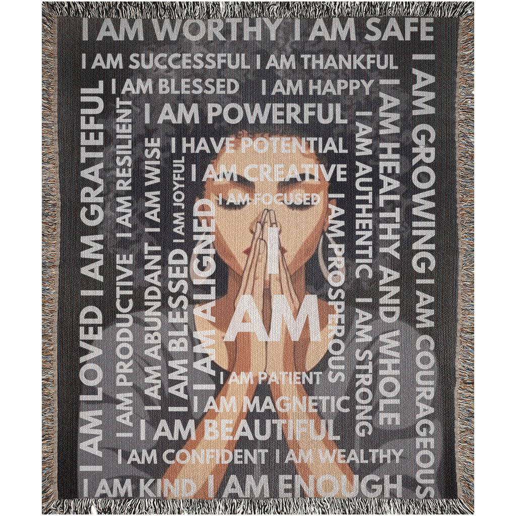 I AM Prayer Affirmations Woven Blanket
