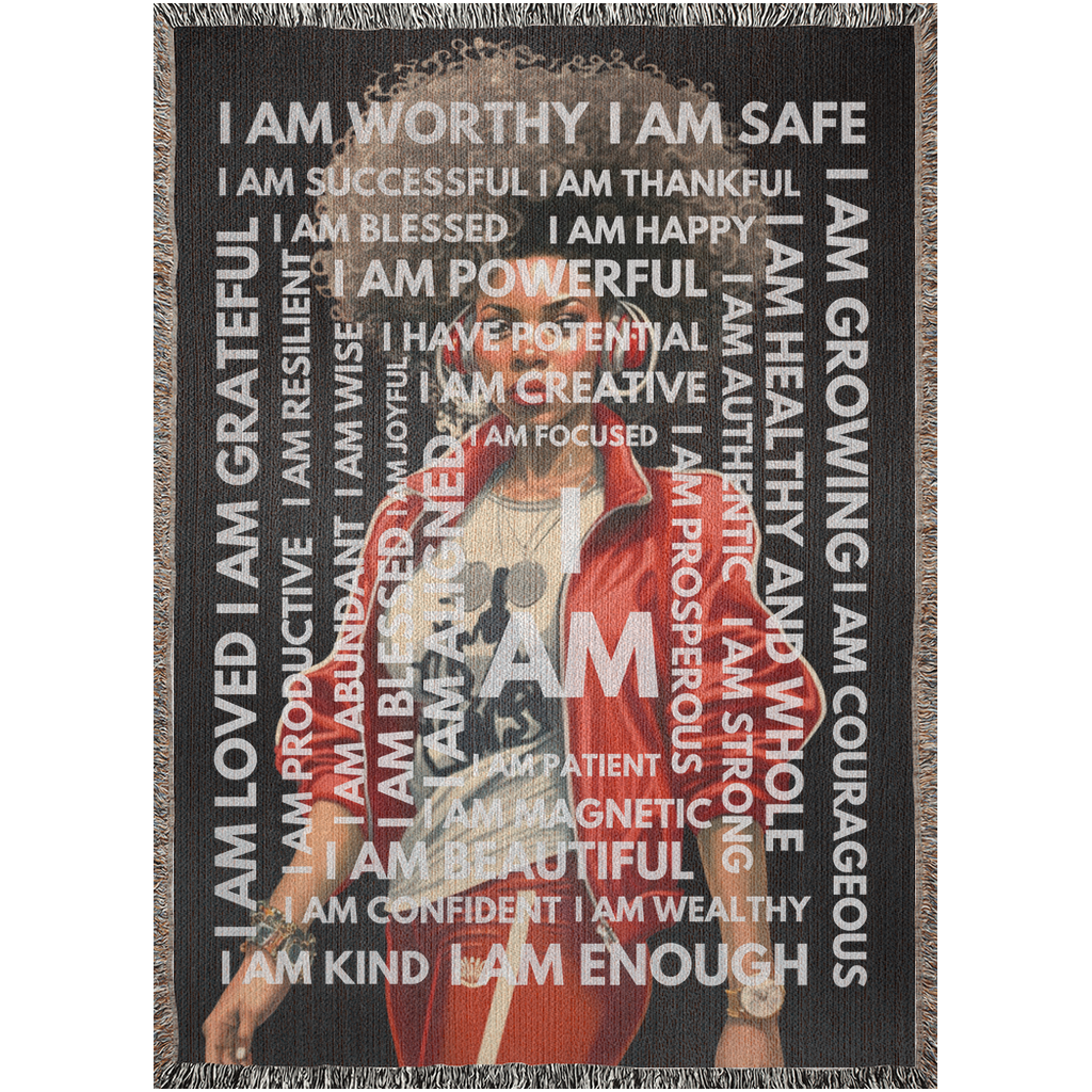 I AM Her Affirmations Woven Blanket