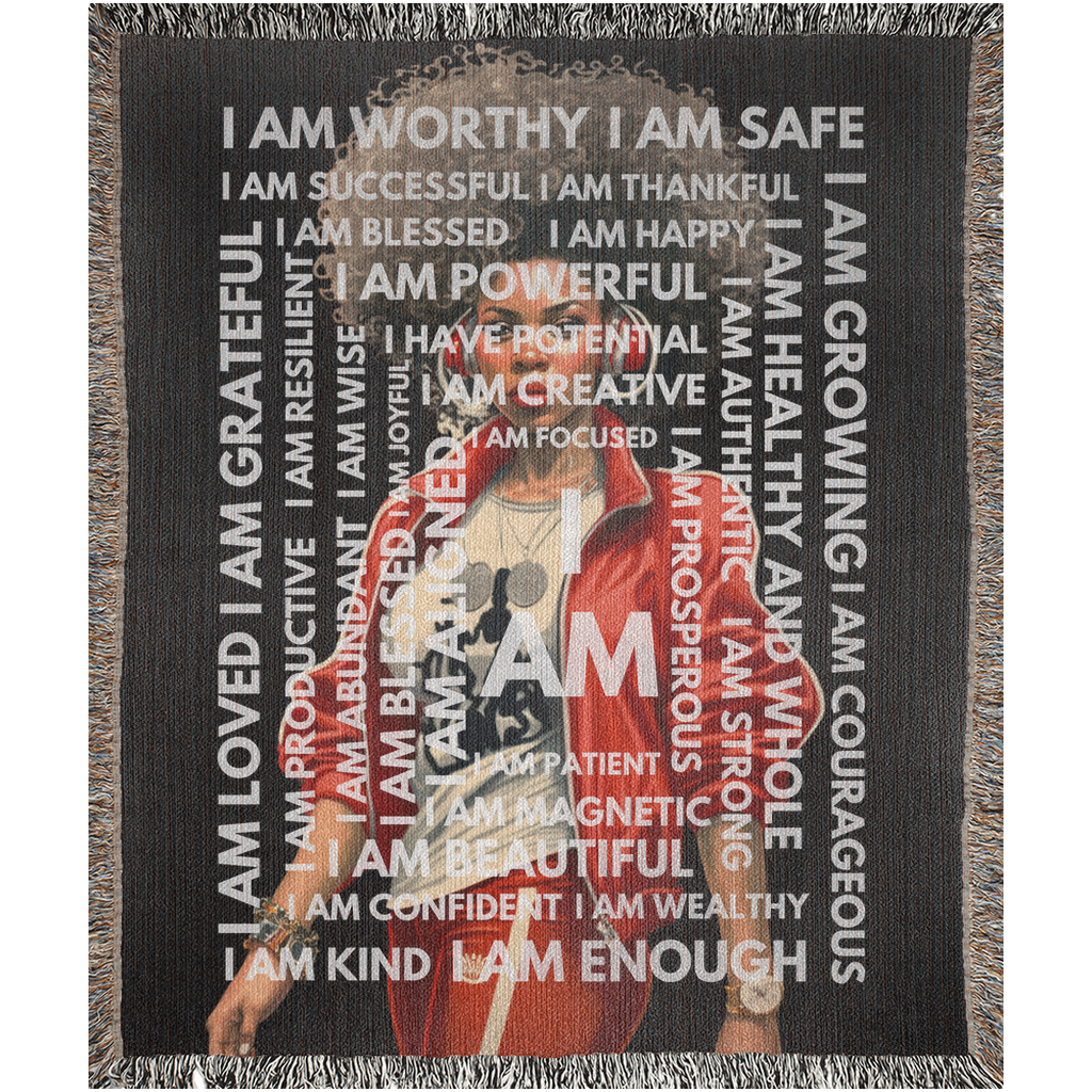 I AM Her Affirmations Woven Blanket
